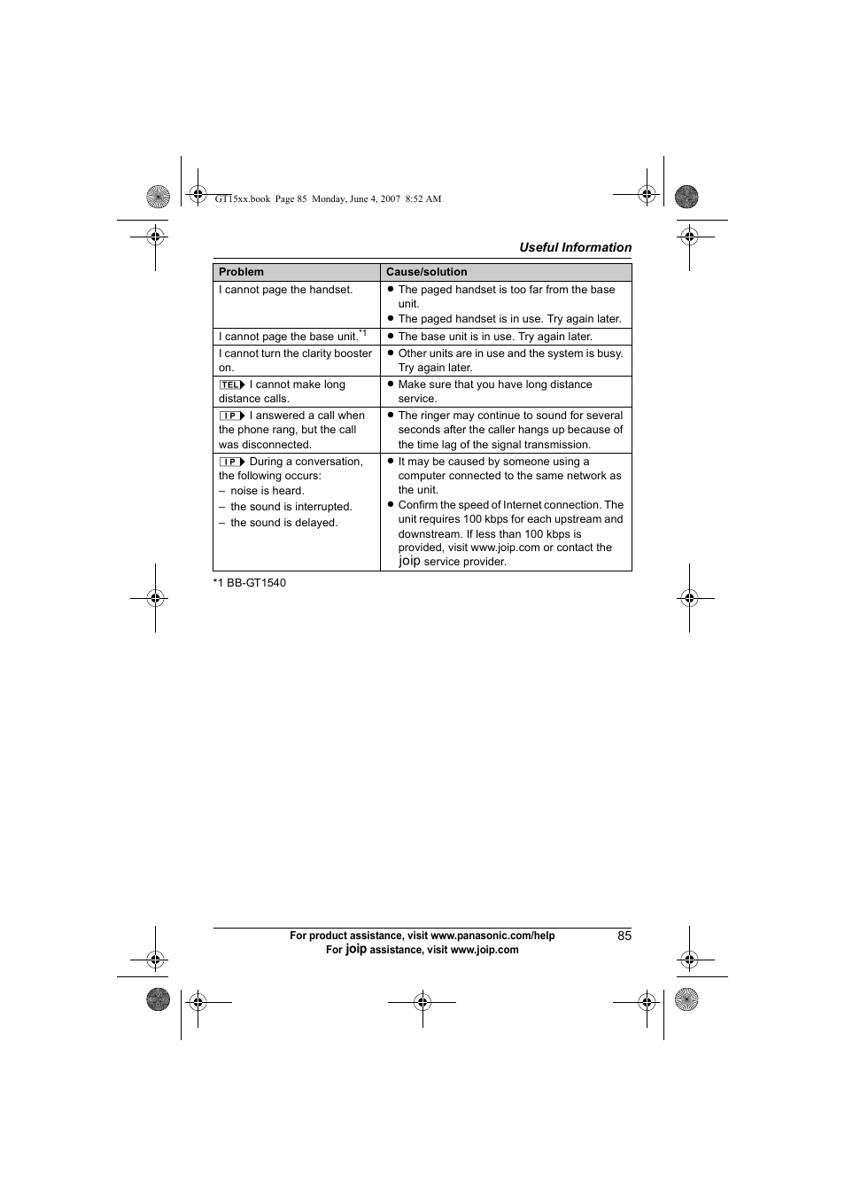 Ular phone | Panasonic BB-GT1540 User Manual | Page 85 / 112