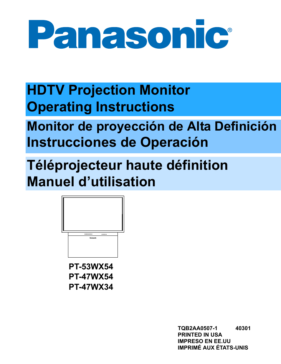 Panasonic PT-47WX54 User Manual | 112 pages