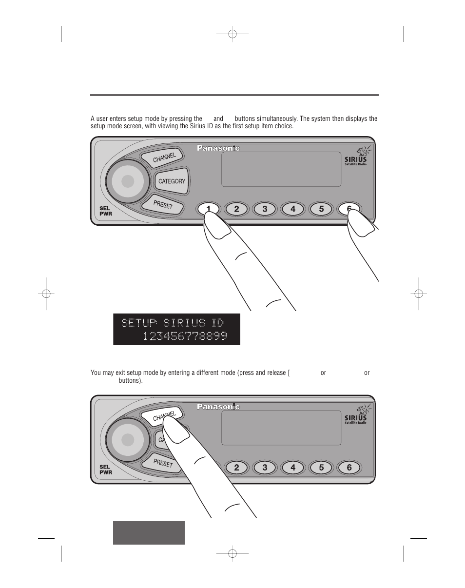 Enter & exit setup mode | Panasonic CR-SRT100 User Manual | Page 11 / 53