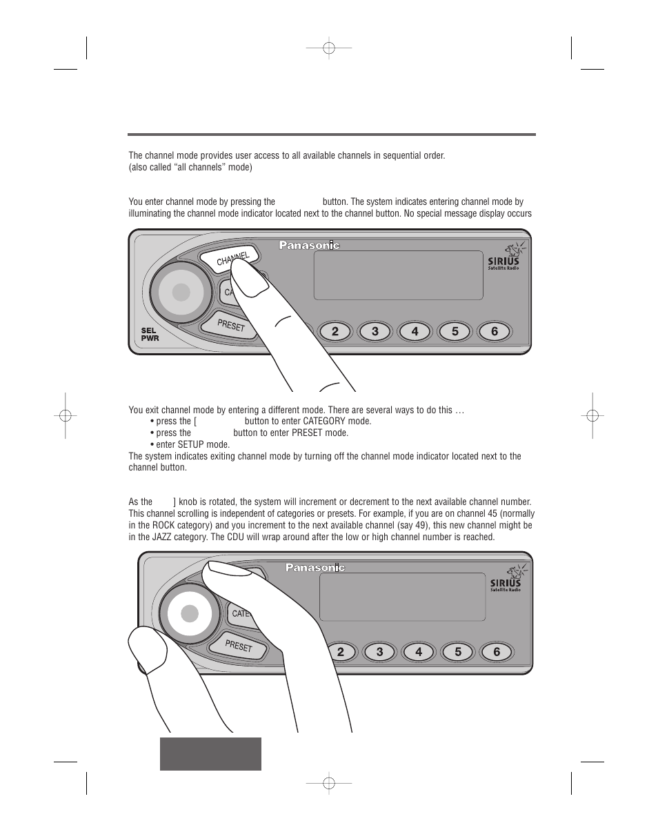 Channel mode | Panasonic CR-SRT100 User Manual | Page 31 / 53