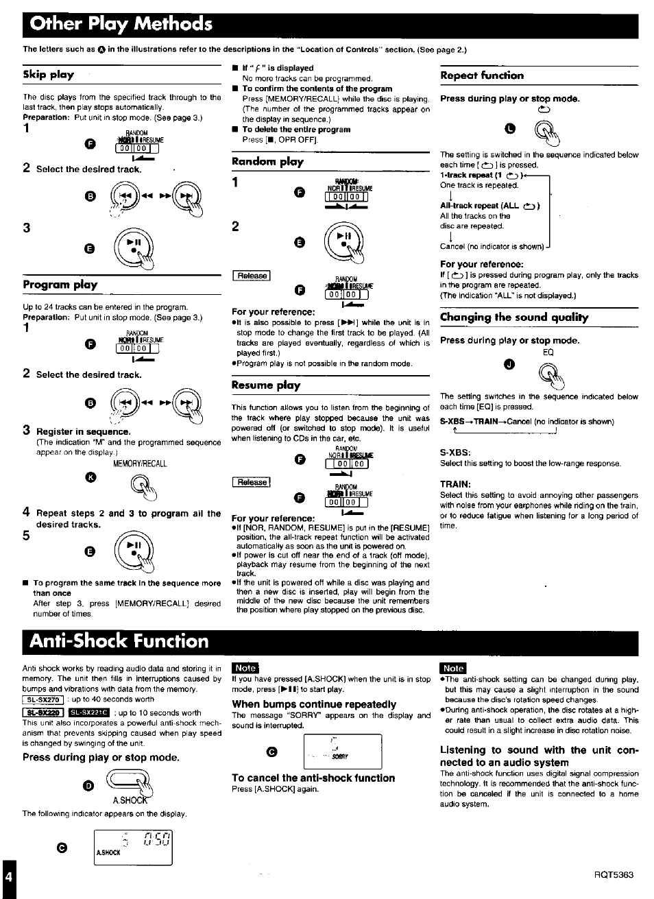Other play methods, Anti-shock function | Panasonic SL-SX221C User Manual | Page 4 / 6