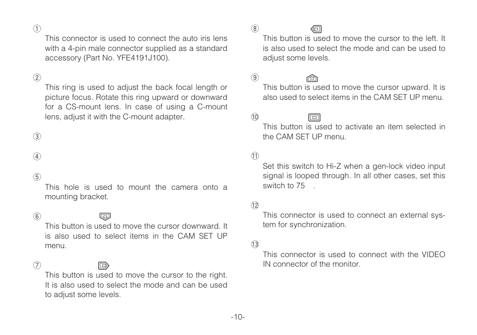 Panasonic WV-C L924A User Manual | Page 10 / 45