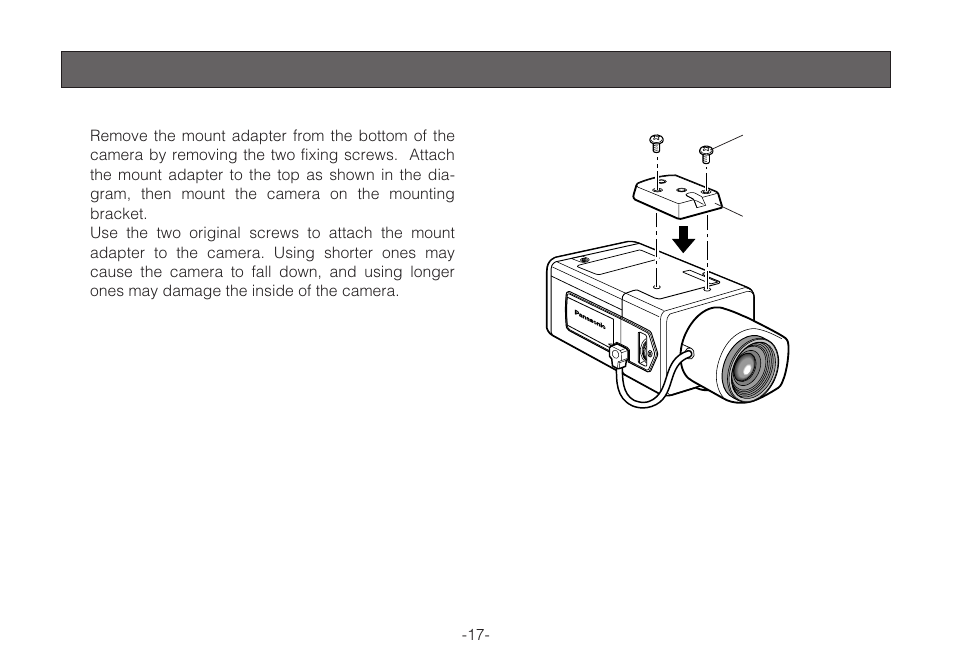 Installation of camera | Panasonic WV-C L924A User Manual | Page 17 / 45