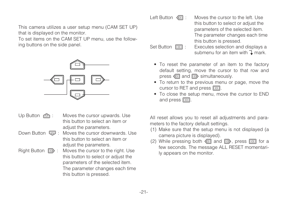 Setup operation | Panasonic WV-C L924A User Manual | Page 20 / 45