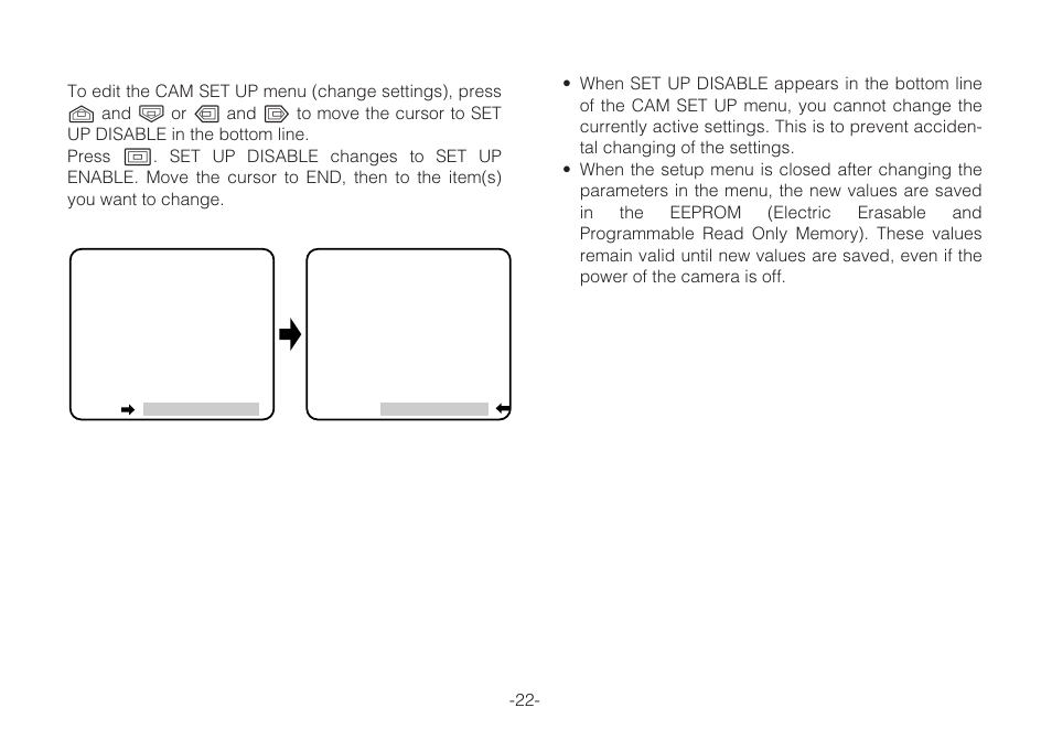 Editing the cam set up menu | Panasonic WV-C L924A User Manual | Page 21 / 45