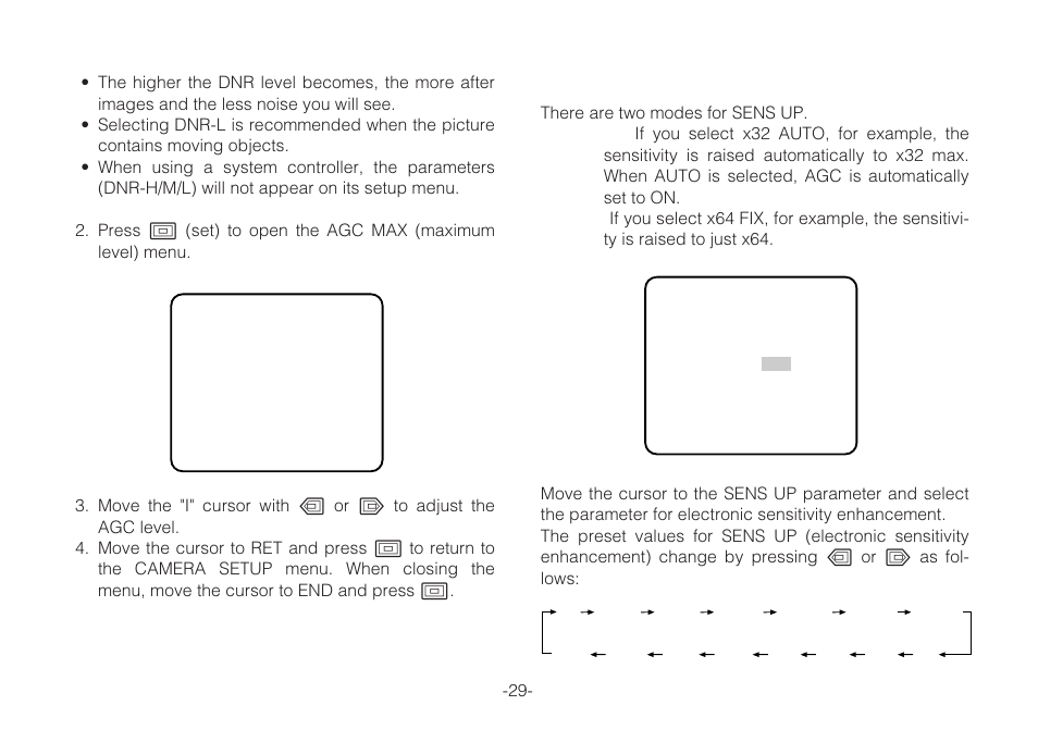 Electronic sensitivity enhancement (sens up) | Panasonic WV-C L924A User Manual | Page 28 / 45