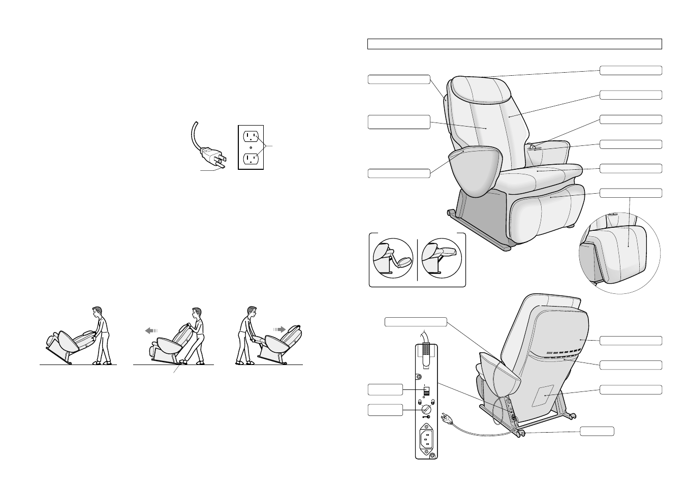 Partes de la unidad y sus funciones, Conexión a toma de tierra, Cómo mover el asiento | Ep1060, Ep1061 | Panasonic EP1060 User Manual | Page 33 / 56
