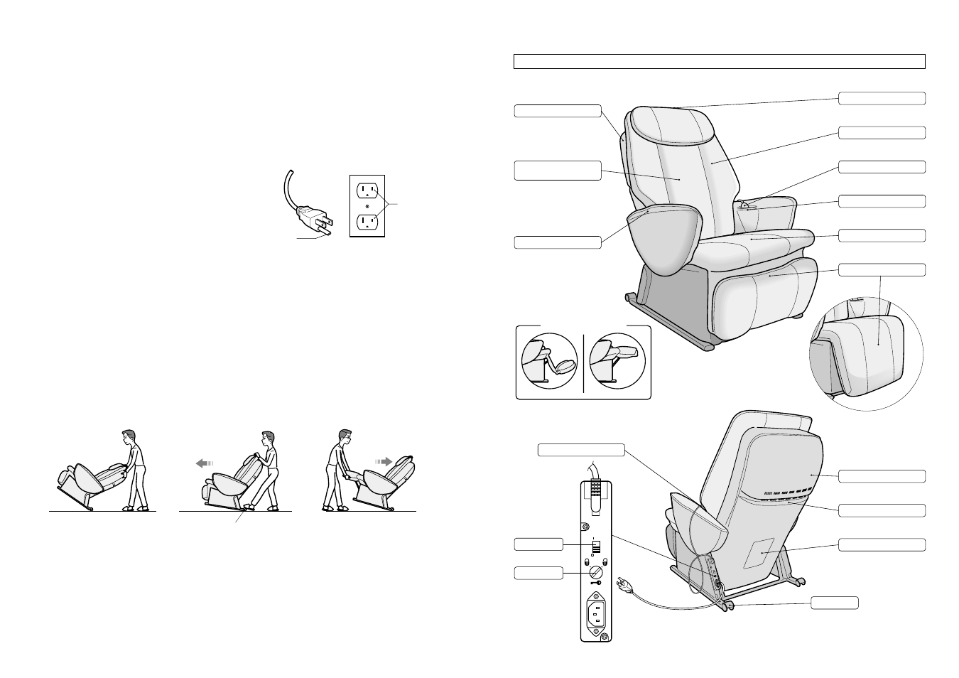 Grounding instructions, How to move the chair, Part names and functions | Panasonic EP1060 User Manual | Page 6 / 56