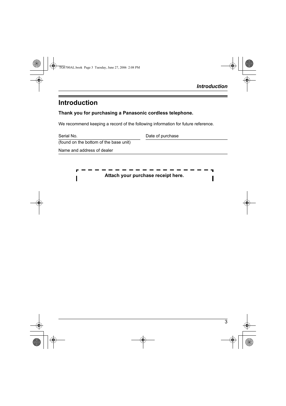 Introduction | Panasonic KX-TG6700AL User Manual | Page 3 / 72