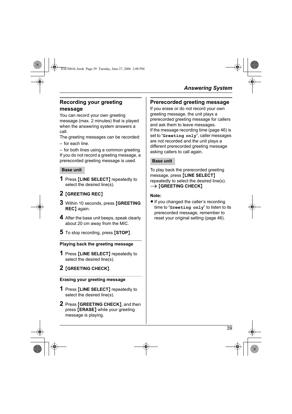 Panasonic KX-TG6700AL User Manual | Page 39 / 72