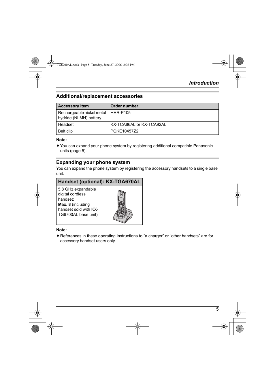 Panasonic KX-TG6700AL User Manual | Page 5 / 72