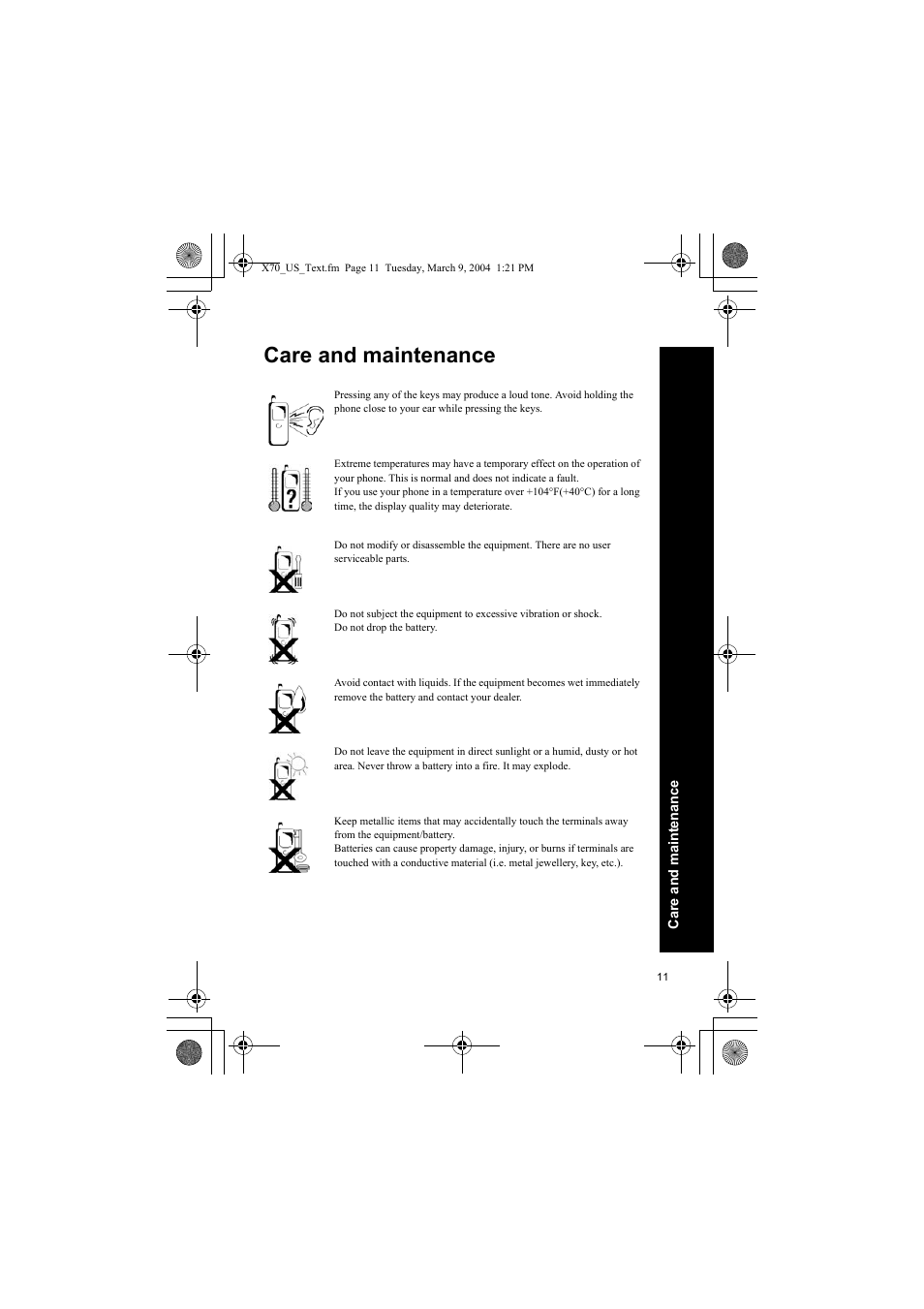 Care and maintenance | Panasonic EB-X70 User Manual | Page 11 / 158