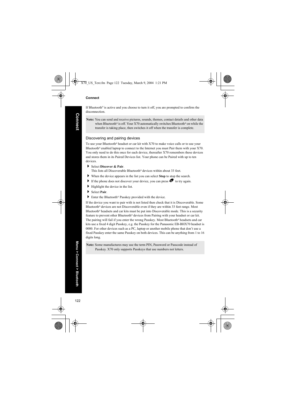 Discovering and pairing devices, Co nn ect | Panasonic EB-X70 User Manual | Page 122 / 158