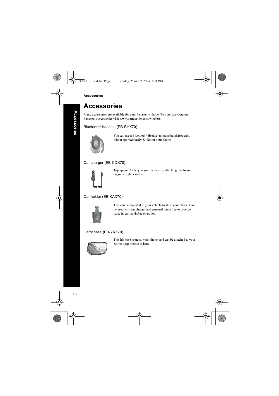 Accessories | Panasonic EB-X70 User Manual | Page 130 / 158