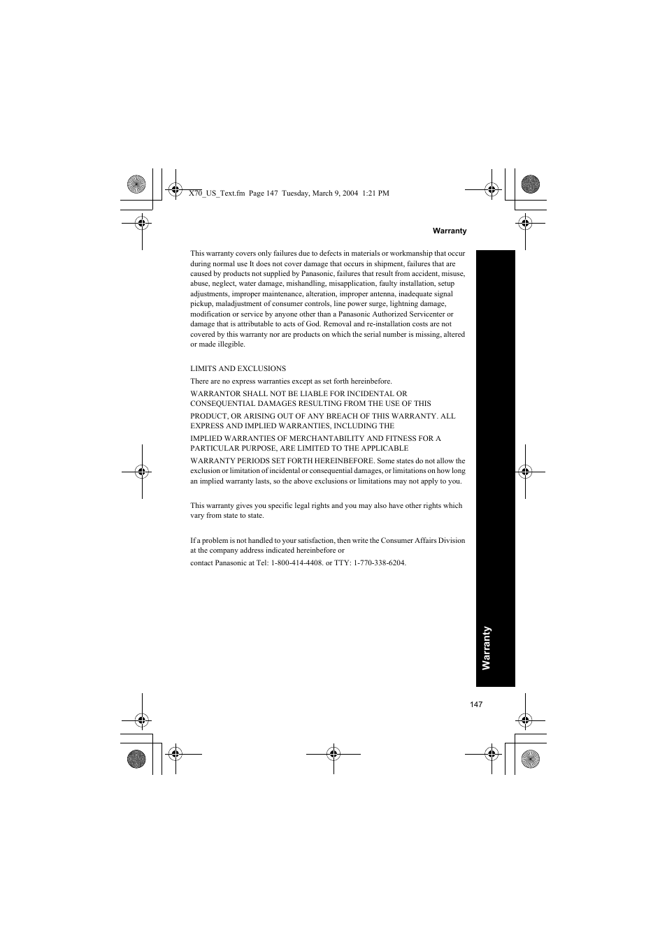Panasonic EB-X70 User Manual | Page 147 / 158