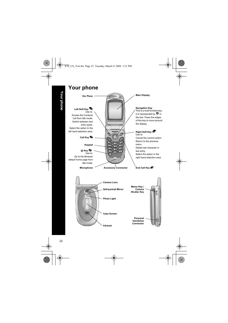 Your phone, You r ph on e | Panasonic EB-X70 User Manual | Page 22 / 158