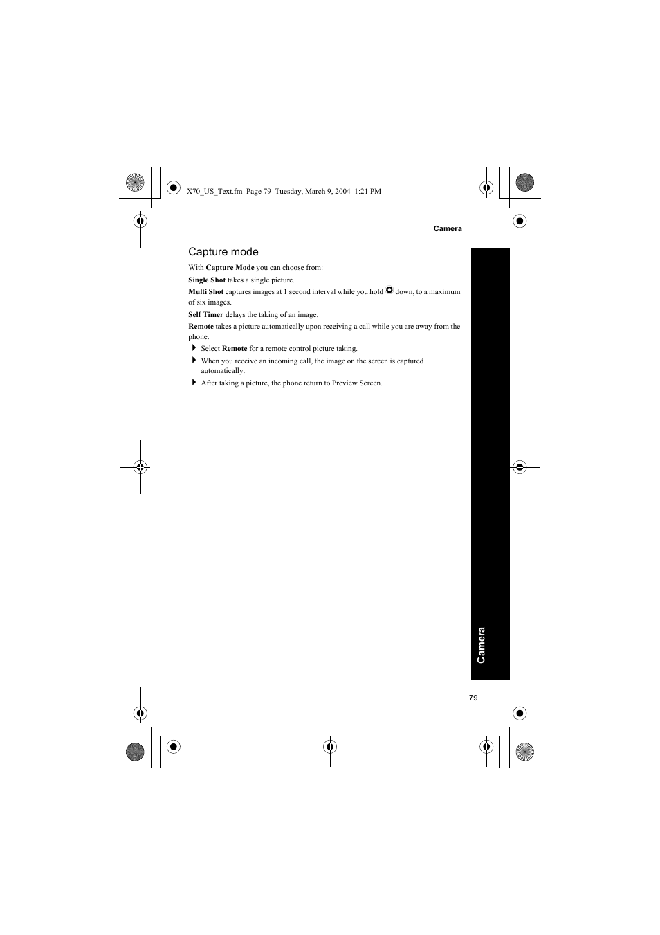 Capture mode | Panasonic EB-X70 User Manual | Page 79 / 158