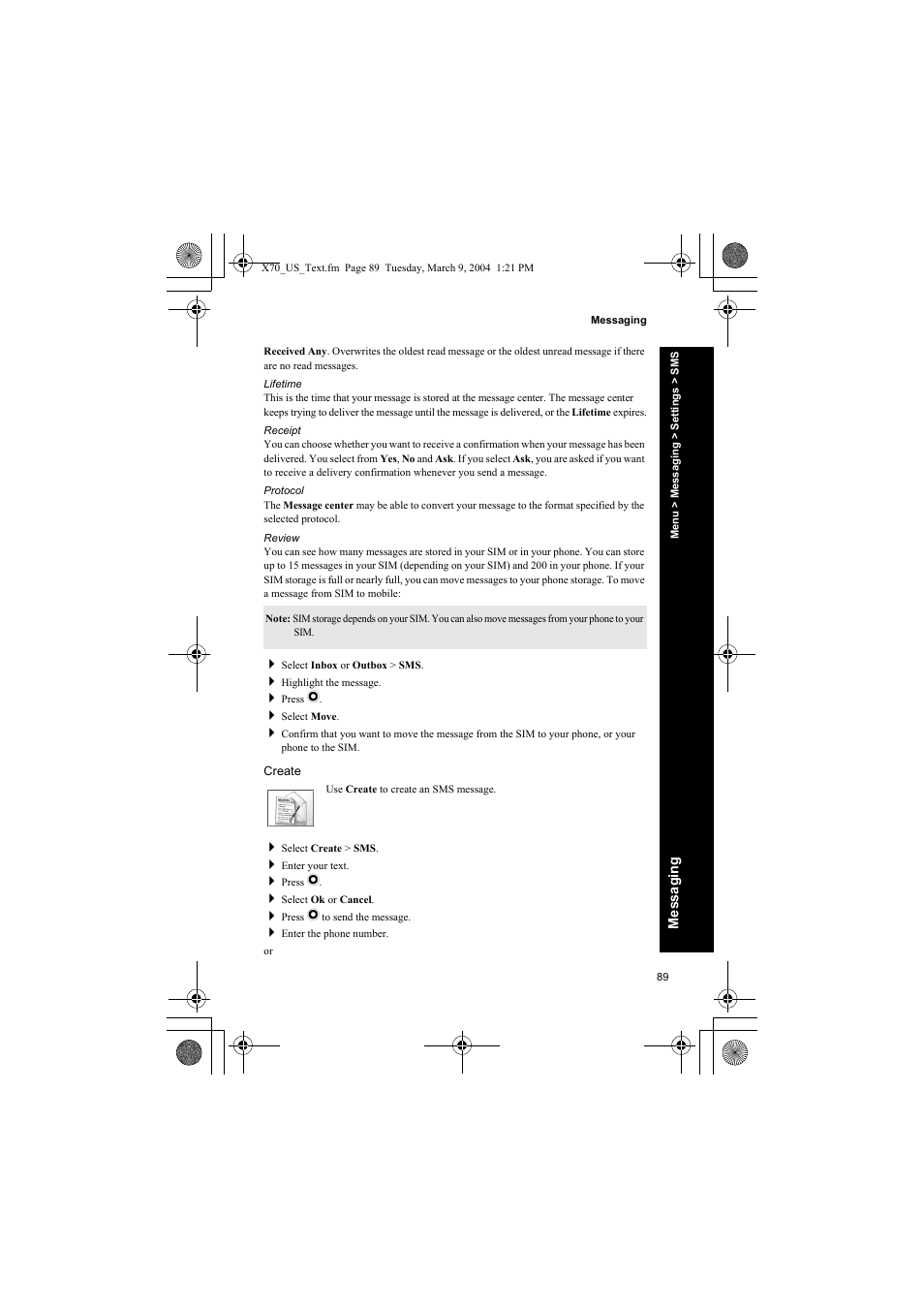 Lifetime, Receipt, Protocol | Review, Create | Panasonic EB-X70 User Manual | Page 89 / 158