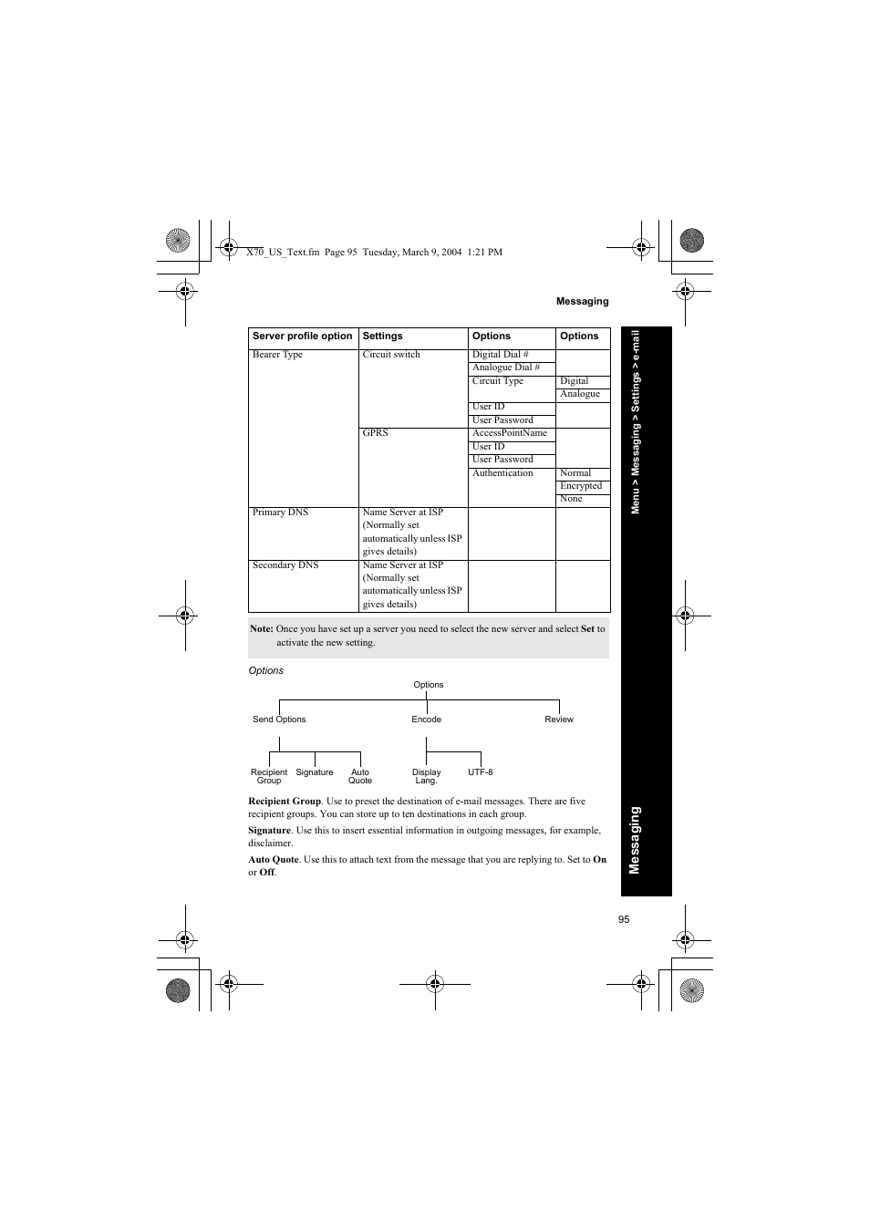 Options | Panasonic EB-X70 User Manual | Page 95 / 158