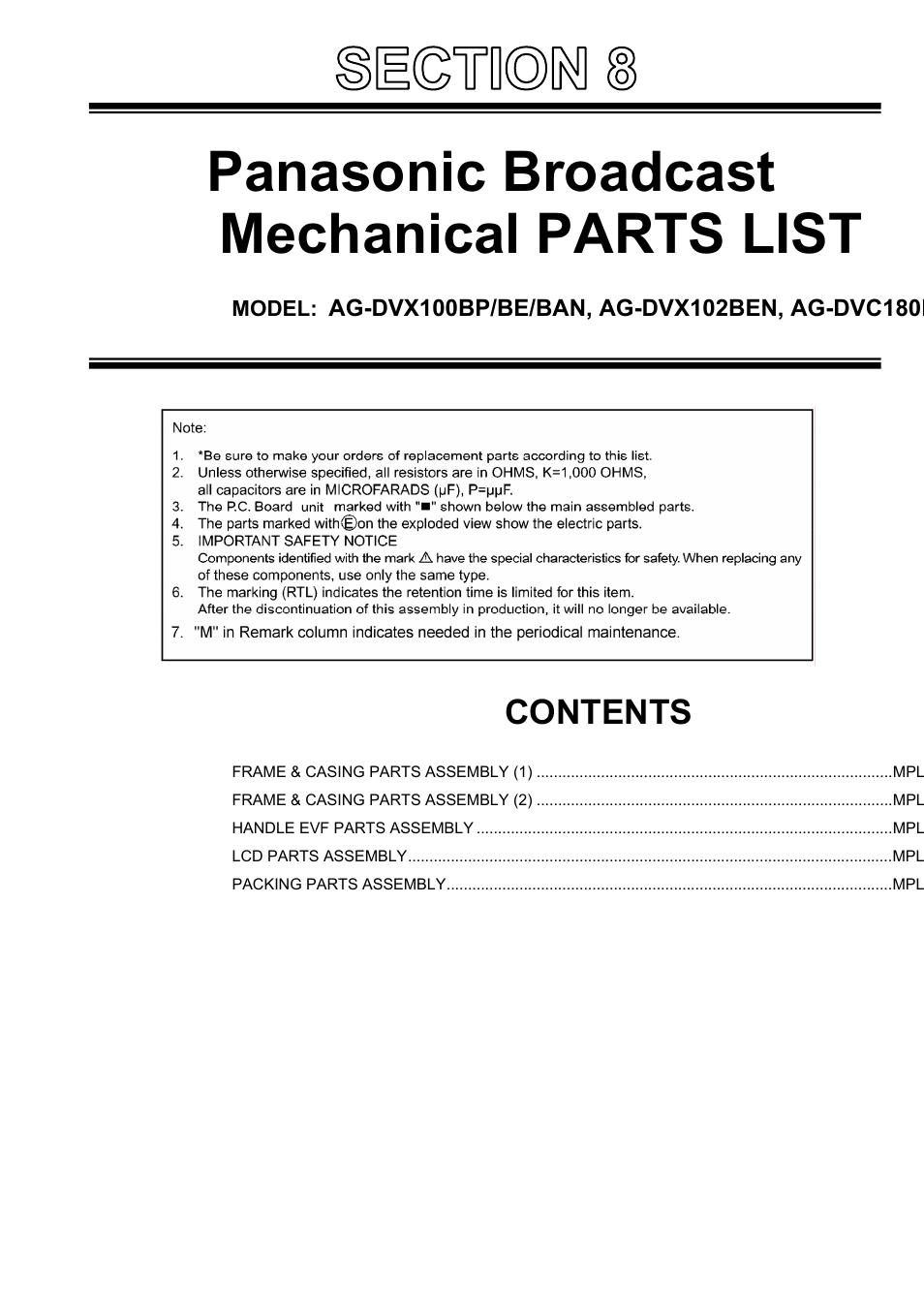 Panasonic AG-DVX100BP User Manual | 11 pages