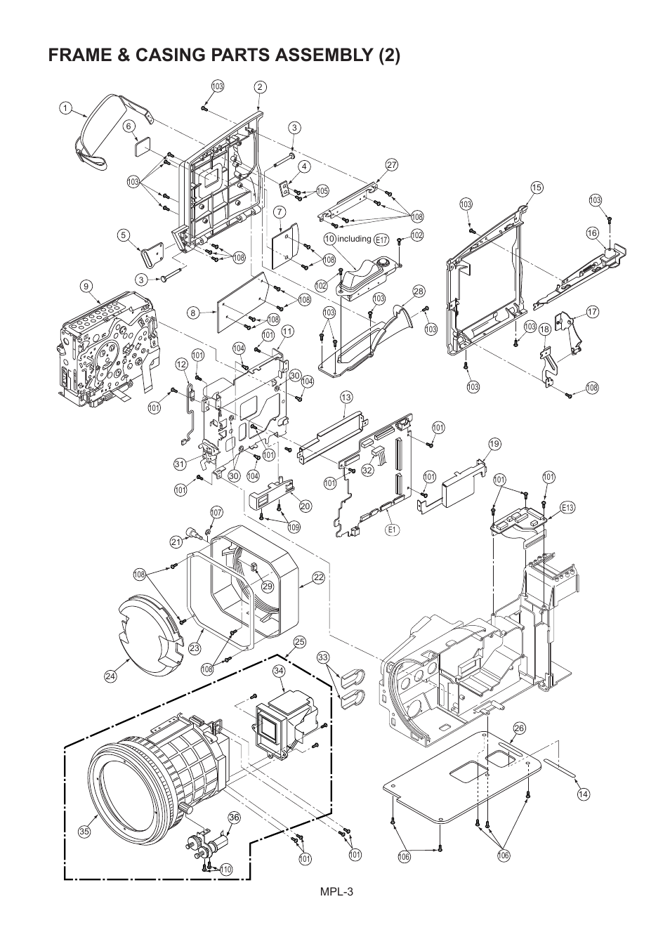 Frame & casing parts assembly(2), Frame & casing parts assembly (2), Mpl-3 | Panasonic AG-DVX100BP User Manual | Page 4 / 11