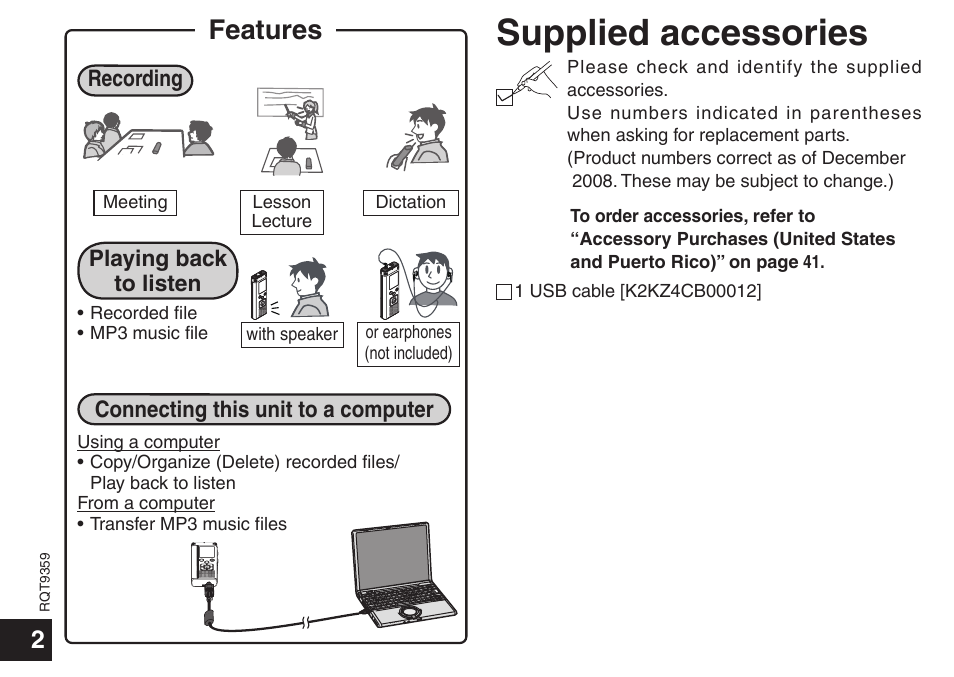 Panasonic H1208TY0 User Manual | Page 2 / 44