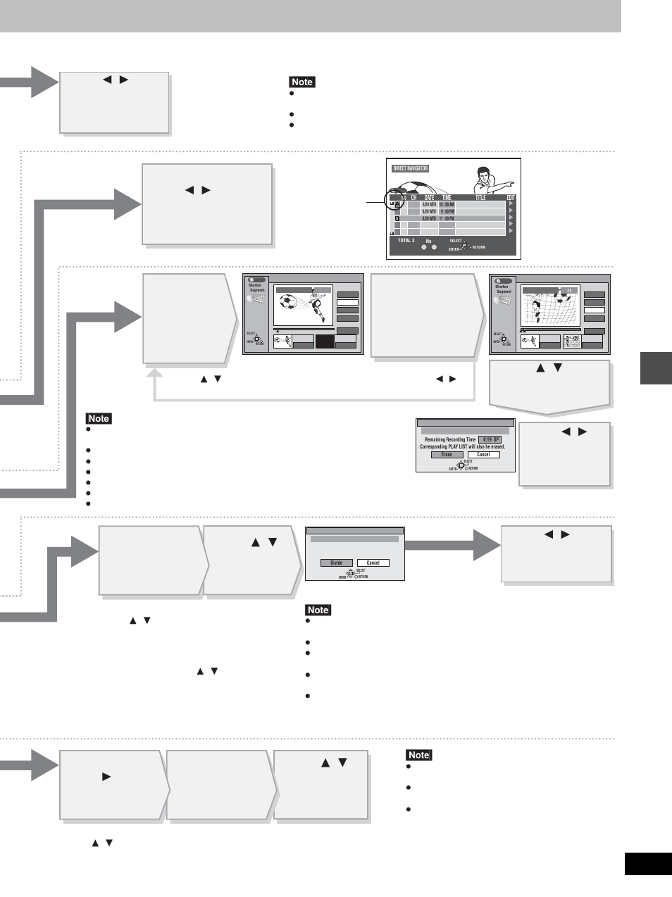 Press [ 2 , 1 ] to select “erase” and press [enter, Editing | Panasonic DMR-E100H User Manual | Page 37 / 72