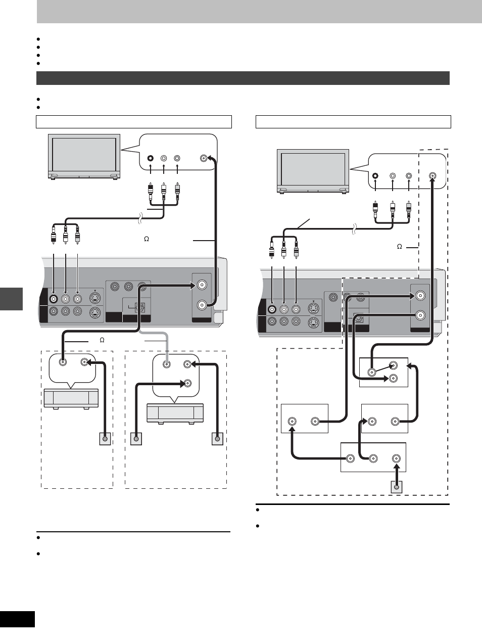 Connecting a cable tv box/satellite receiver, Home theater, Ad v a nce d ope rat io n | One cable tv box/satellite receiver, Two cable tv boxes | Panasonic DMR-E100H User Manual | Page 58 / 72