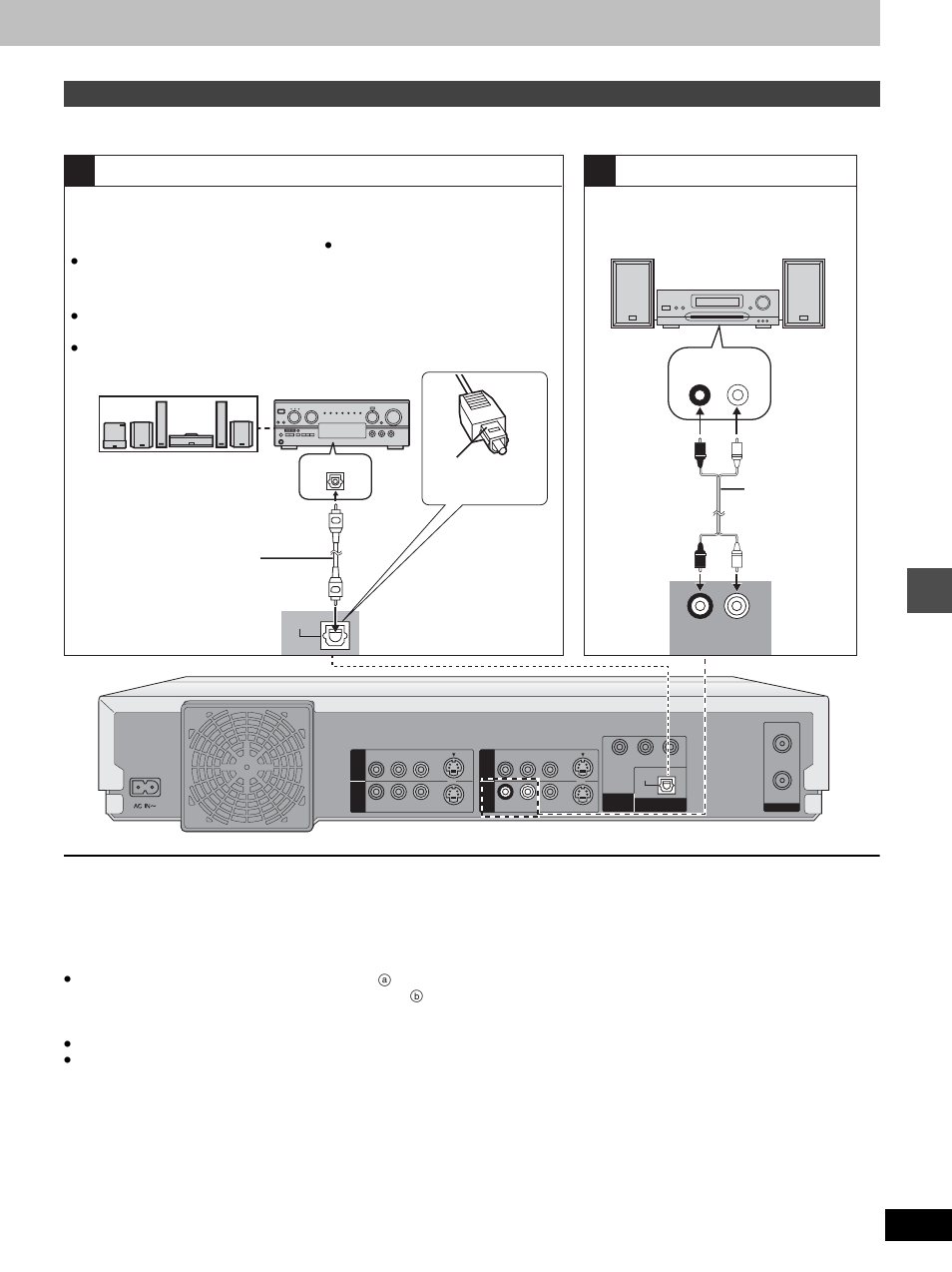 Connecting an amplifier or system component, Ad v a nce d ope rat io n | Panasonic DMR-E100H User Manual | Page 59 / 72