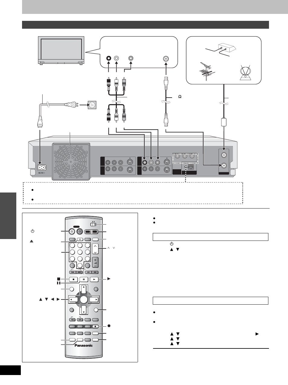 Español, Guía de referencia rápida en español, Conexiones del televisor y de la antena | Preparación, Cambie la configuración si su televisor es, Para disfrutar del vídeo progresivo | Panasonic DMR-E100H User Manual | Page 70 / 72