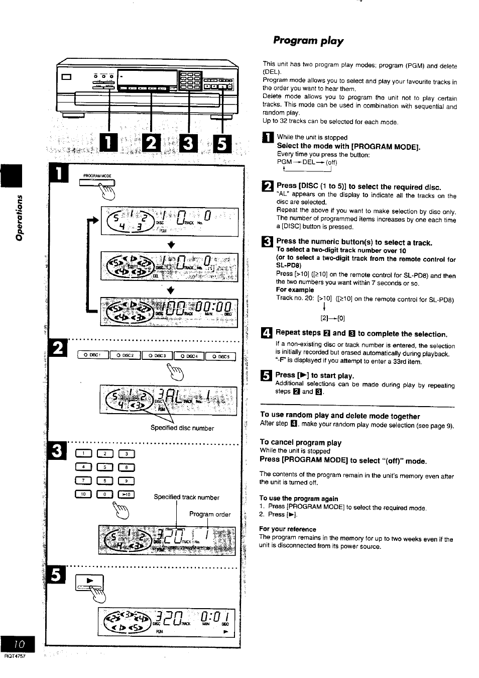 2i13b5, Cd cd gdcdcd cd cd cd, Asc l-(tfwck | Program piay | Panasonic SL-PD6 User Manual | Page 10 / 16