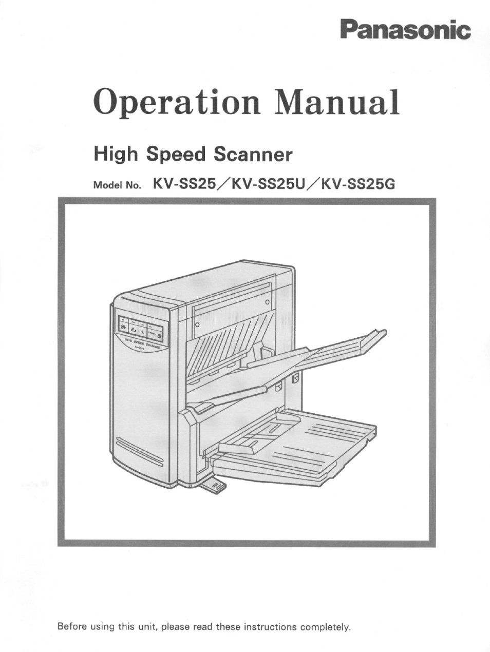 Panasonic KV-SS25U User Manual | 20 pages