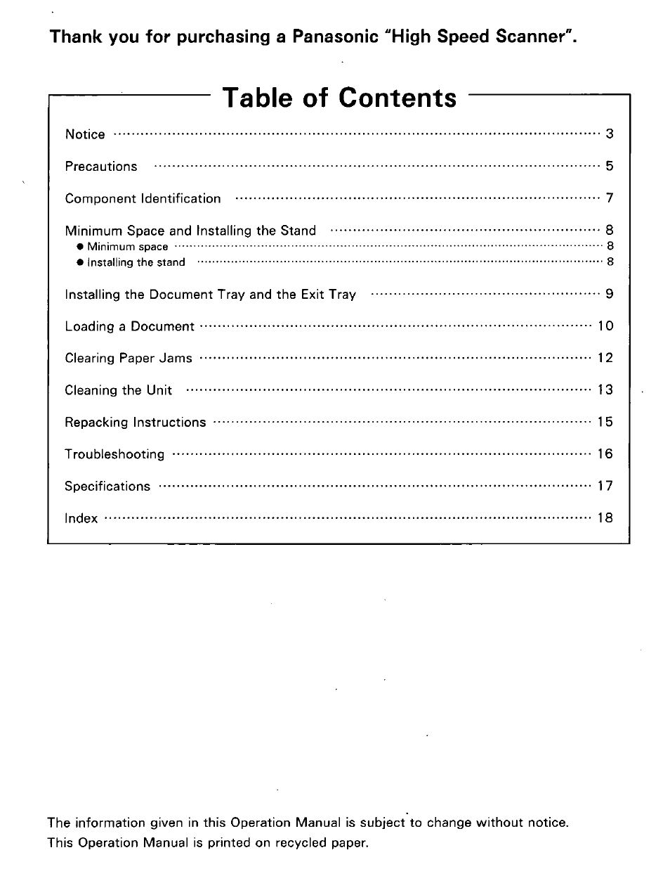 Panasonic KV-SS25U User Manual | Page 2 / 20