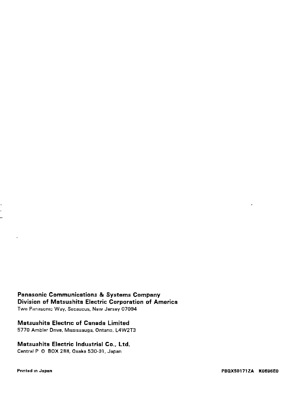 Panasonic KV-SS25U User Manual | Page 20 / 20