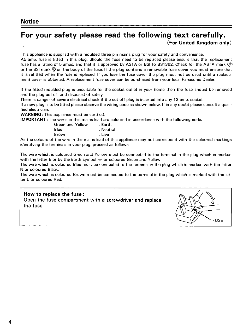 Notice | Panasonic KV-SS25U User Manual | Page 4 / 20