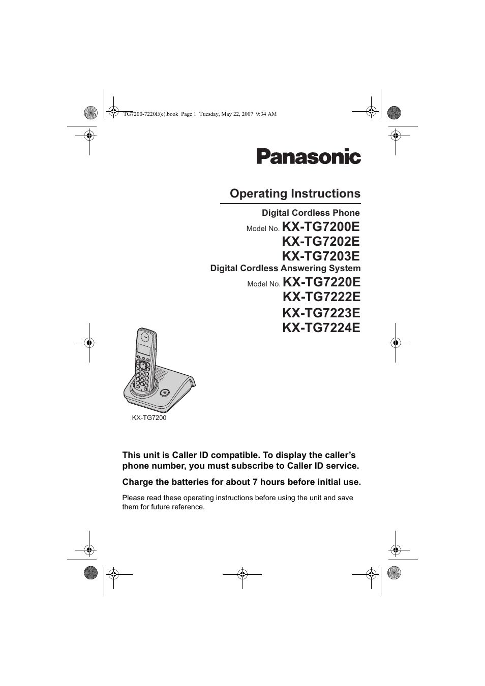 Panasonic TG7200-7220E User Manual | 44 pages