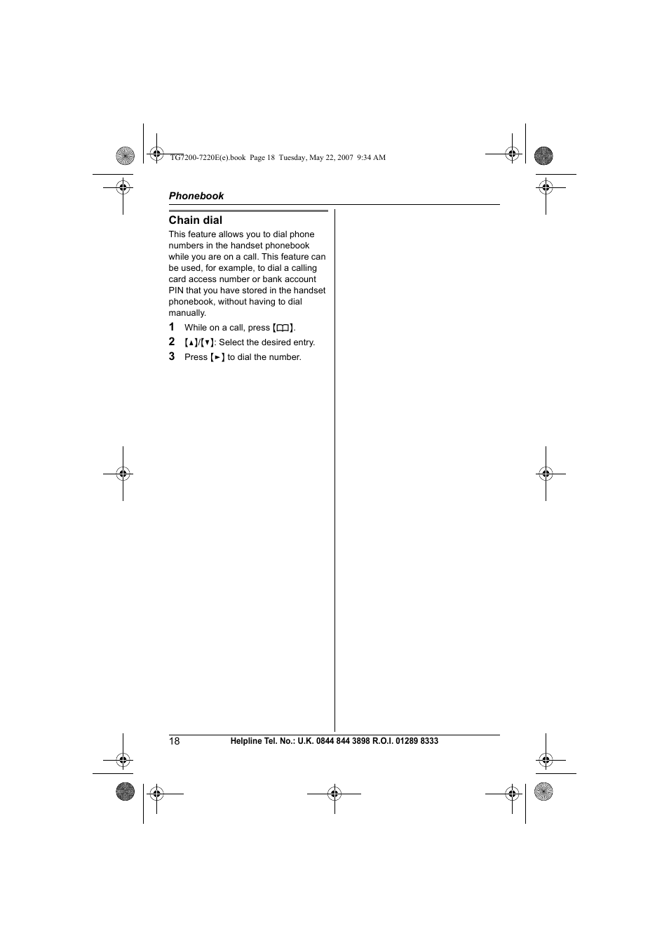 Panasonic TG7200-7220E User Manual | Page 18 / 44