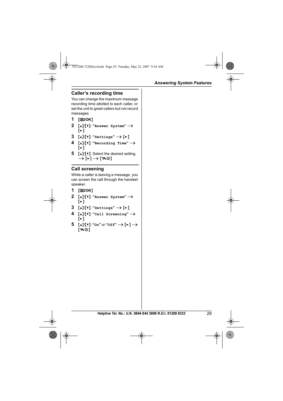 Panasonic TG7200-7220E User Manual | Page 29 / 44