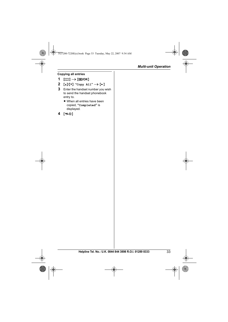 Panasonic TG7200-7220E User Manual | Page 33 / 44