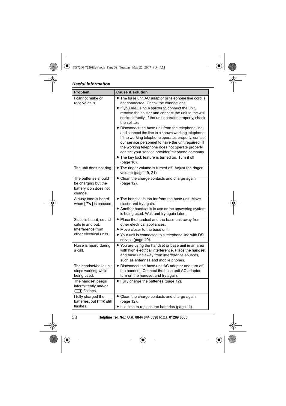 Panasonic TG7200-7220E User Manual | Page 38 / 44