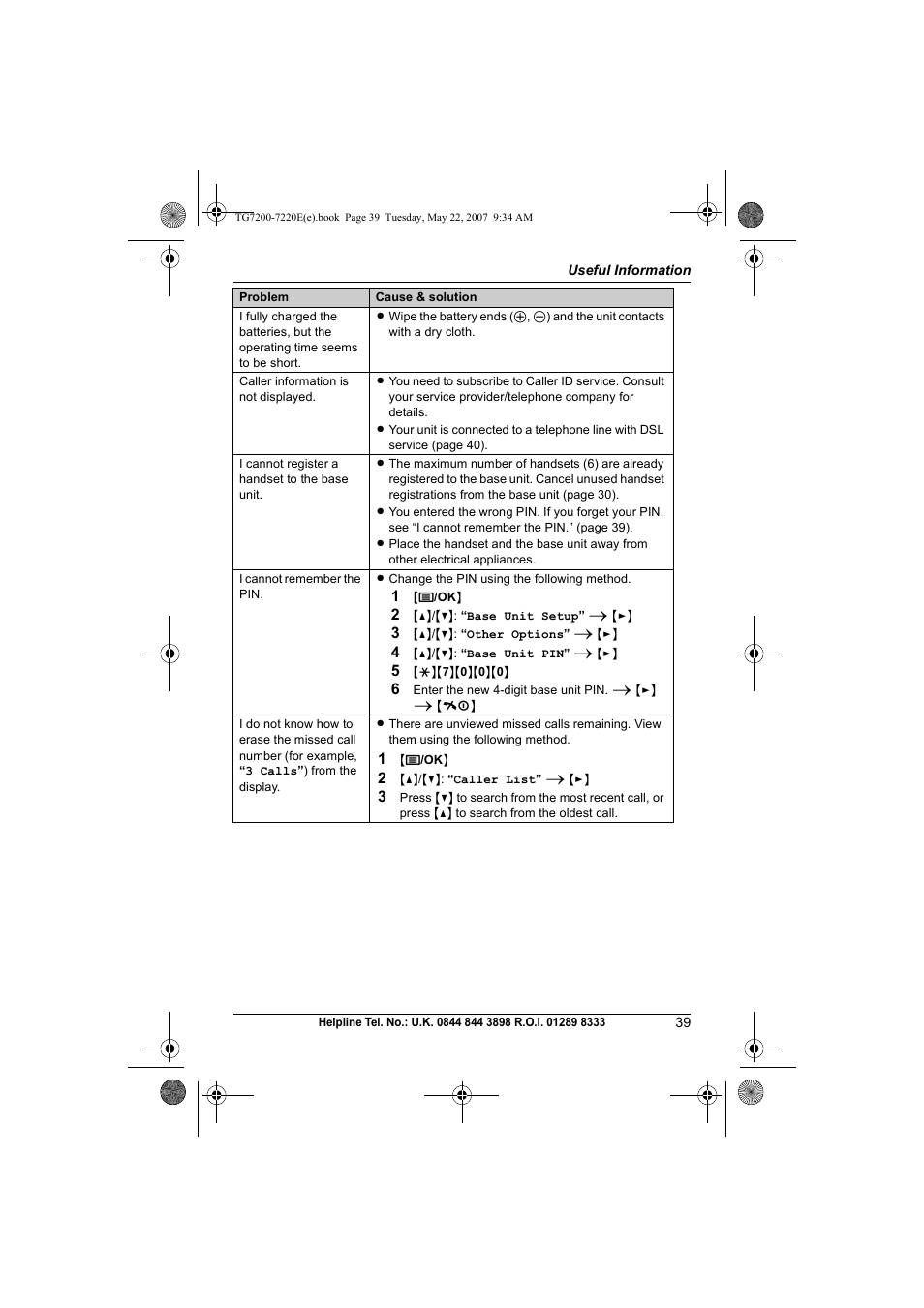 Panasonic TG7200-7220E User Manual | Page 39 / 44