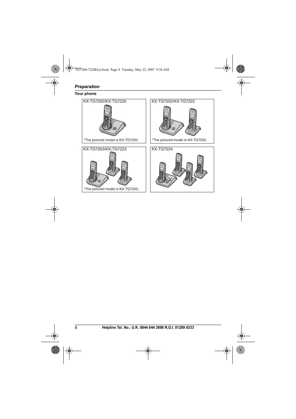 Panasonic TG7200-7220E User Manual | Page 4 / 44