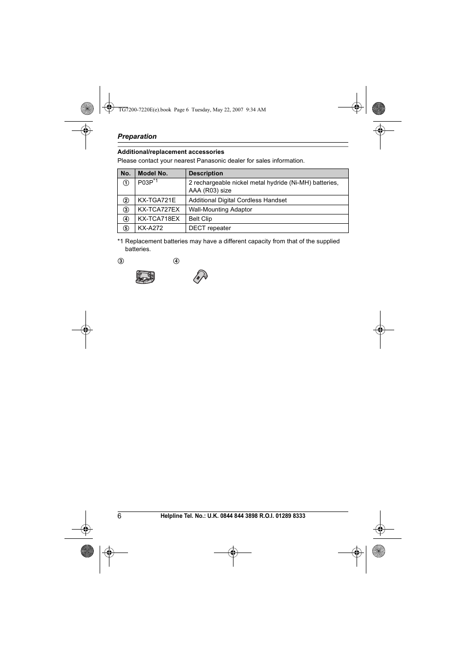 Panasonic TG7200-7220E User Manual | Page 6 / 44