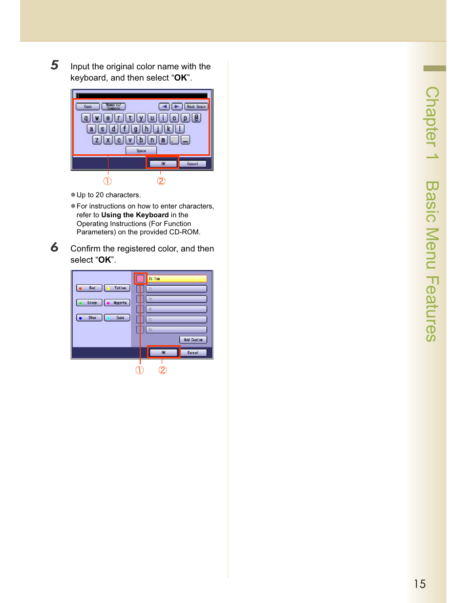 Chapter 1 basic menu features | Panasonic WORKIO C213 User Manual | Page 15 / 98