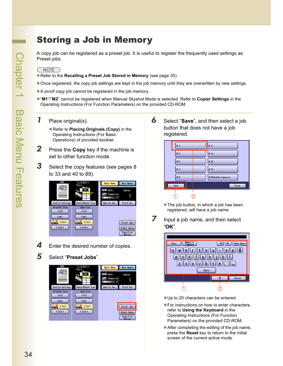 Chapter 1 basic menu features | Panasonic WORKIO C213 User Manual | Page 34 / 98