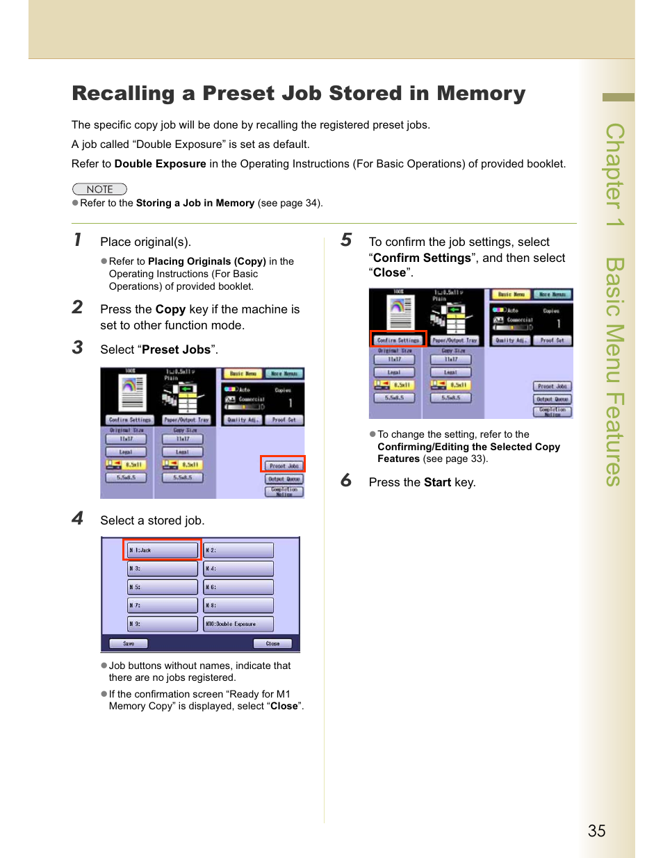 Chapter 1 basic menu features | Panasonic WORKIO C213 User Manual | Page 35 / 98