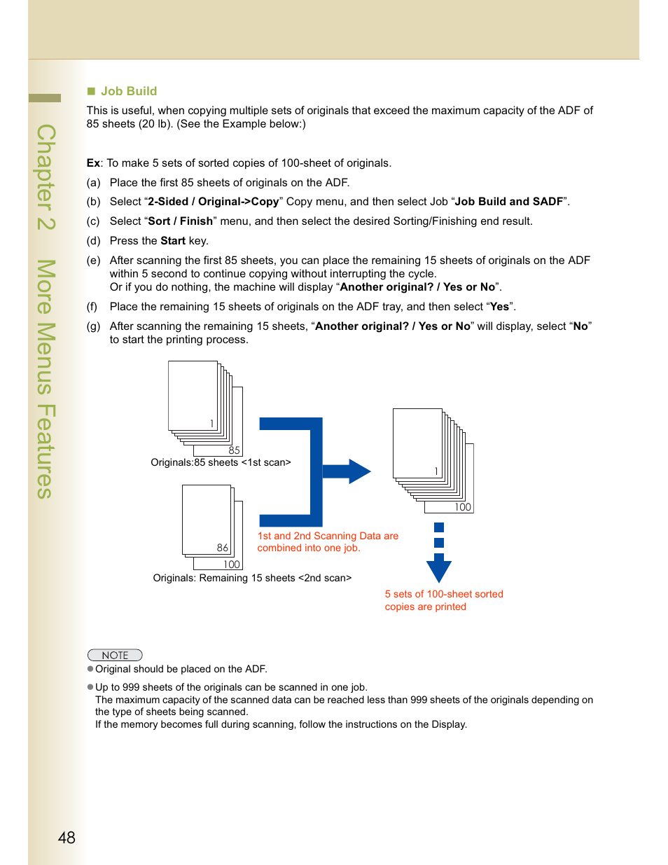 Chapter 2 more menus features | Panasonic WORKIO C213 User Manual | Page 48 / 98