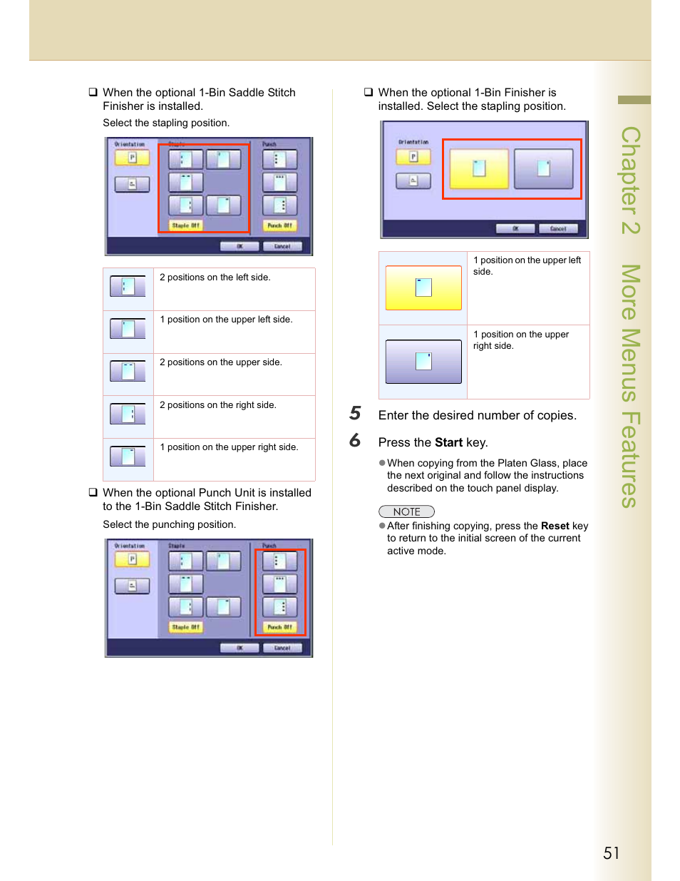 Chapter 2 more menus features | Panasonic WORKIO C213 User Manual | Page 51 / 98