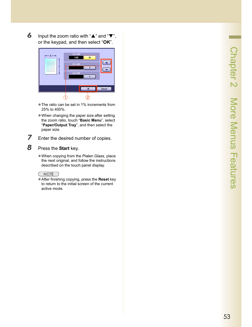 Chapter 2 more menus features | Panasonic WORKIO C213 User Manual | Page 53 / 98