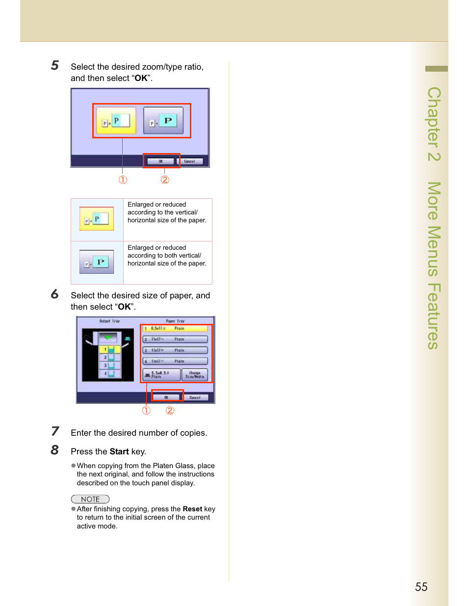 Chapter 2 more menus features | Panasonic WORKIO C213 User Manual | Page 55 / 98